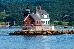 Rockland Lighthouse at End of Breakwater in Maine